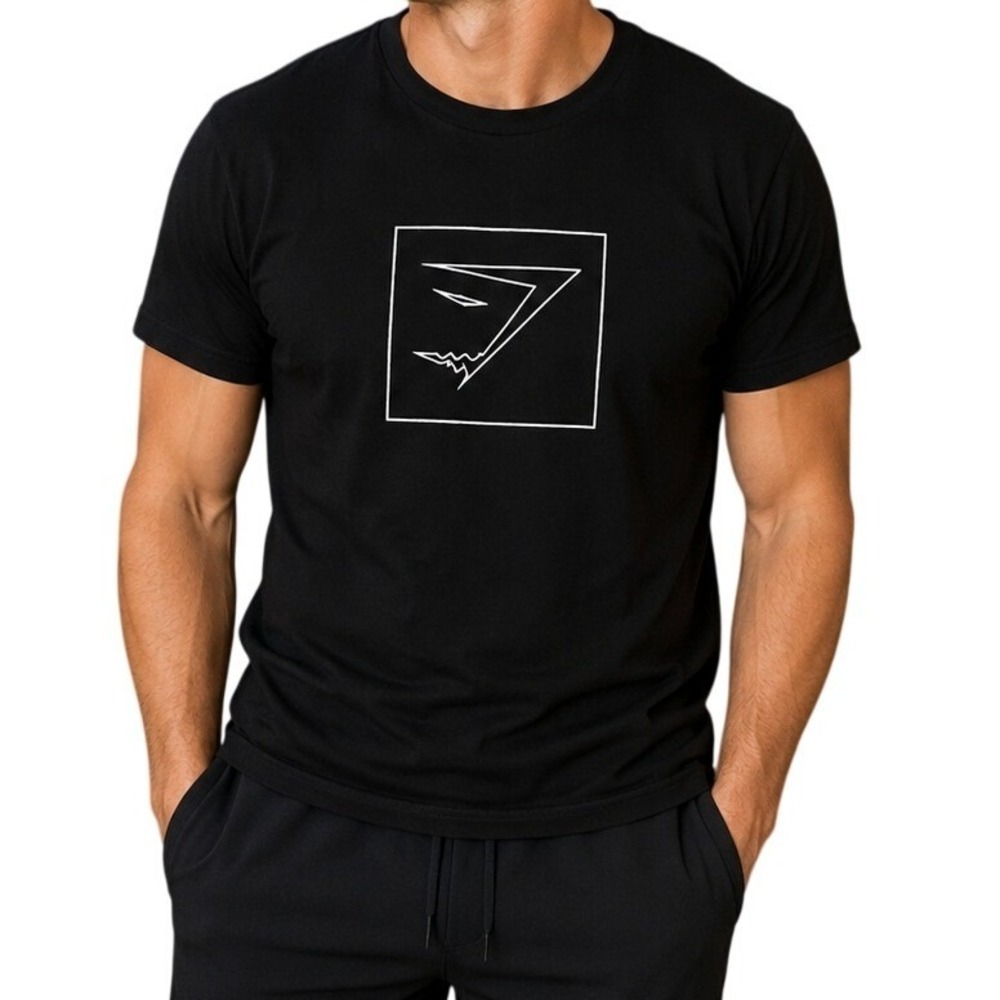 Gymshark Black Box Logo Graphic Short Sleeve Athletic Gym T-Shirt Men's Large